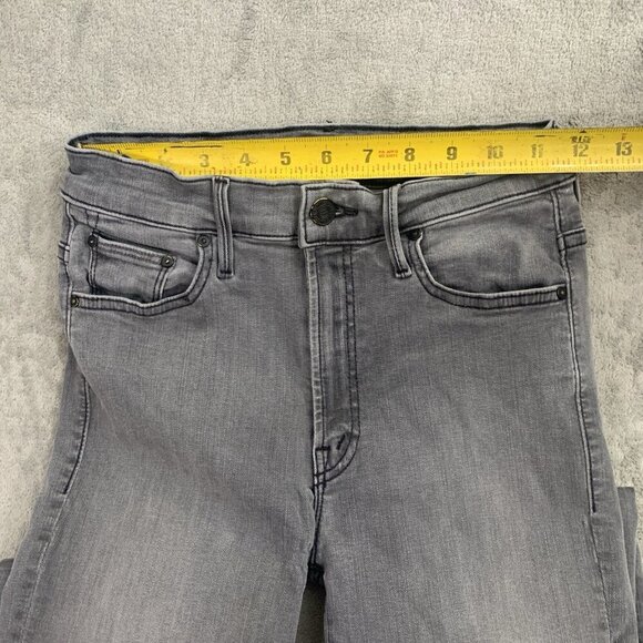 MOTHER Jeans Womens 24x24” The Insider Crop Step Fray Gray Light Denim Raw Hem - Picture 7 of 16